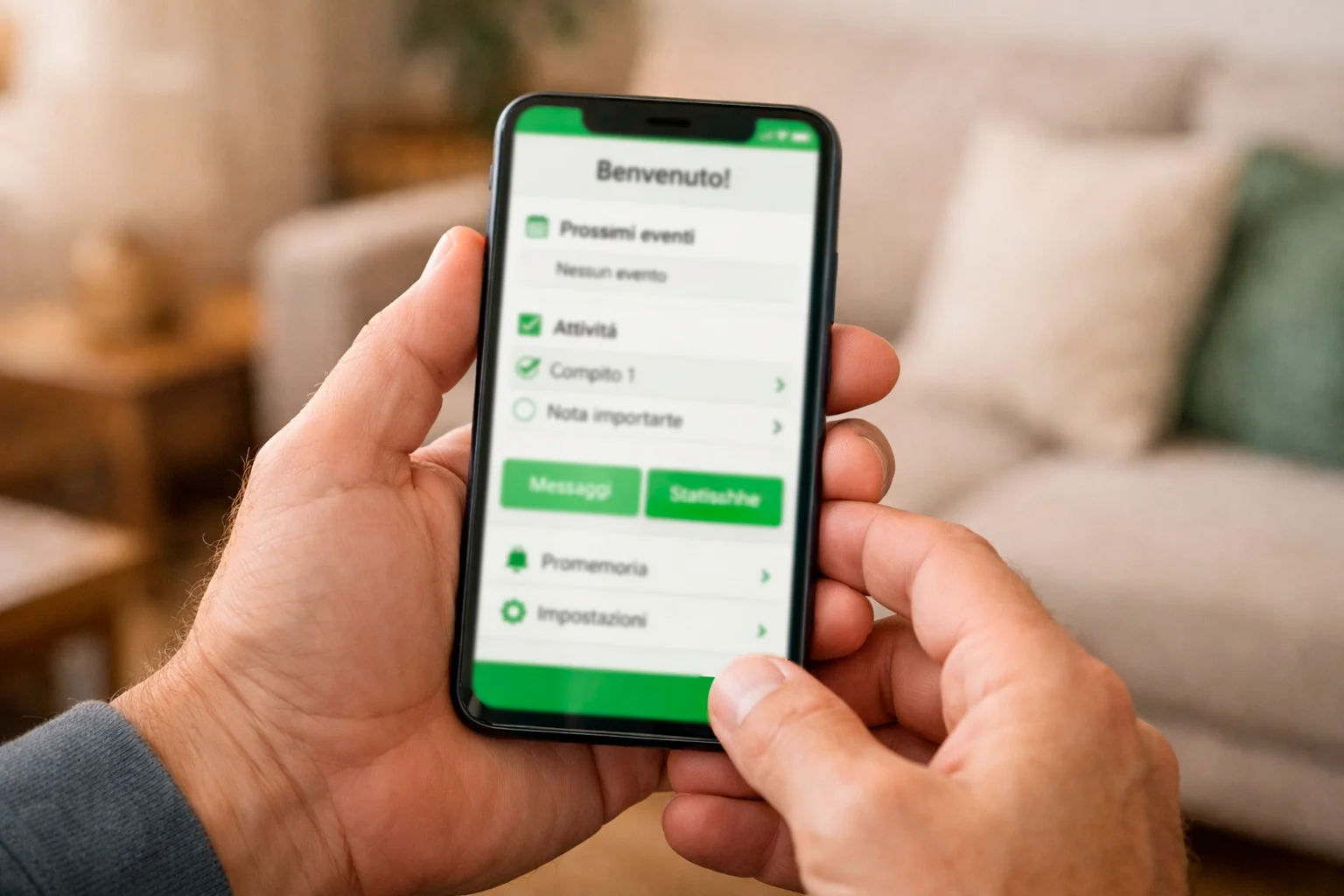 Persona che utilizza smartphone per scommesse sportive su app mobile