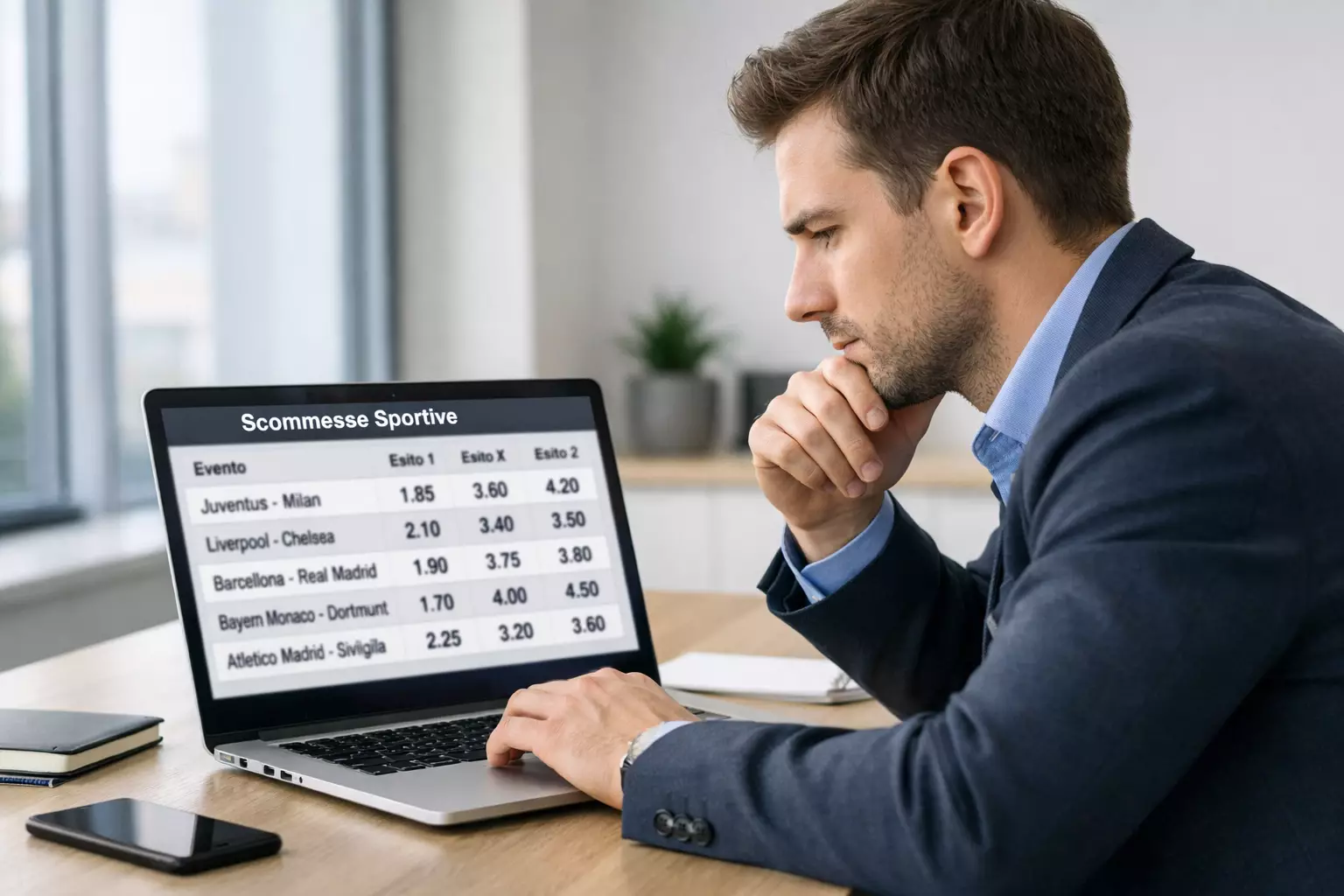 Persona che analizza quote decimali su computer